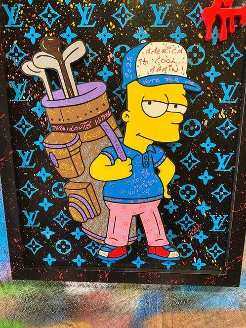 CASH - BART THE GOLFER BY LOUIS VUITTON, Antiek en Kunst, Kunst | Schilderijen | Modern