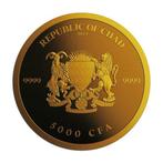 Tchad. 5000 Francs 2024 1 oz Chad Cannabis Jamaica Flag 24k
