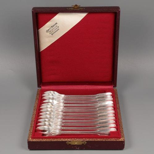 Delheid Frères - Fourchette à huîtres (12) - Argent 800, Antiek en Kunst, Antiek | Zilver en Goud