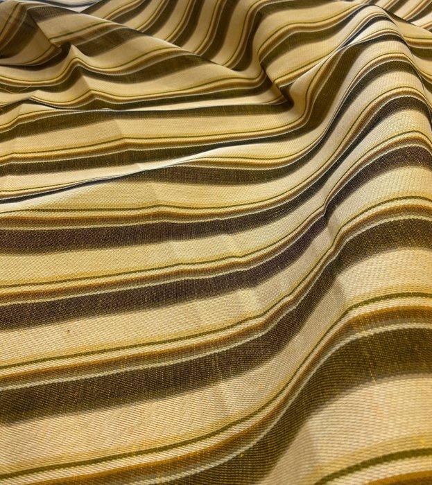 Tissu en puur linnen met strepen in de tinten mosterdgeel,, Antiek en Kunst, Antiek | Tapijten, Tafelkleden en Textiel