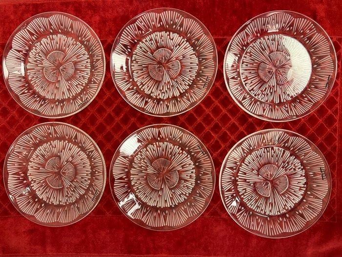 Lalique France - Bord (6) - Kristal - Lalique-dessert plates, Antiek en Kunst, Antiek | Meubels | Tafels