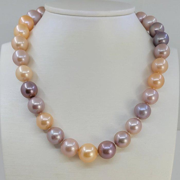 Halsketting Grote 13x15mm ronde Multi Edison parels, Bijoux, Sacs & Beauté, Colliers