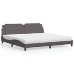 vidaXL Bed met matras kunstleer grijs 200x200 cm, Verzenden, Nieuw