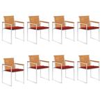 vidaXL Tuinstoelen 8 st met kussens massief acaciahout, Tuin en Terras, Tuinstoelen, Verzenden, Nieuw