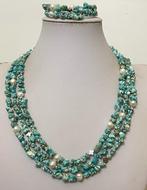 Collier Long et Bracelet en Turquoise Stabilisée et Perles