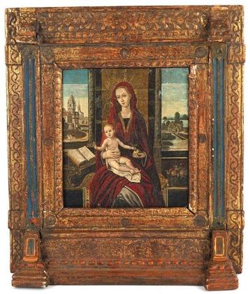 Flemish School (XVI-XVII) - The Virgin and Child enthroned -