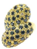 Zonder Minimumprijs - Ring - 9 kt. Geel goud, Zilver Diamant, Handtassen en Accessoires, Ringen, Nieuw