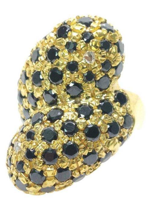Zonder Minimumprijs - Ring - 9 kt. Geel goud, Zilver Diamant, Handtassen en Accessoires, Ringen