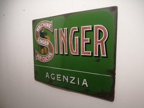Singer - Enseigne en émail - Émail, Antiek en Kunst, Antiek | Wandborden en Tegels