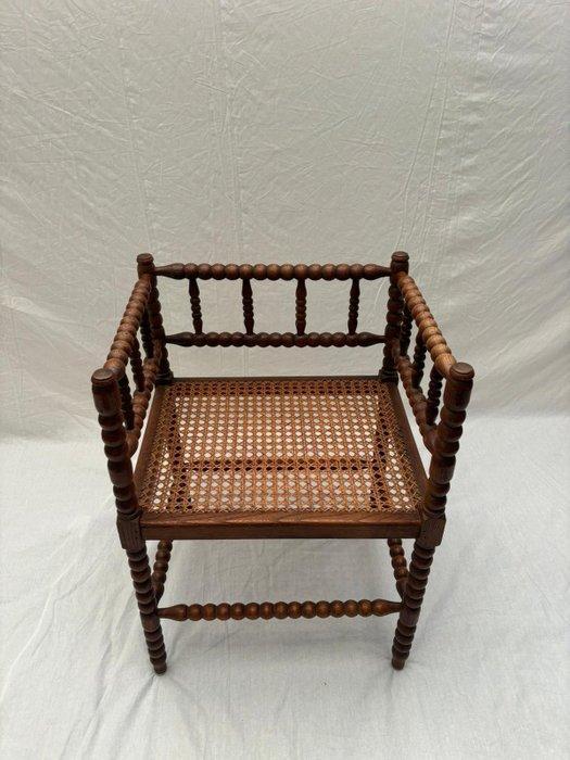 Stoel - Franse Bobbin Hoekstoel met Rieten Afwerking - Hout,, Antiek en Kunst, Curiosa en Brocante