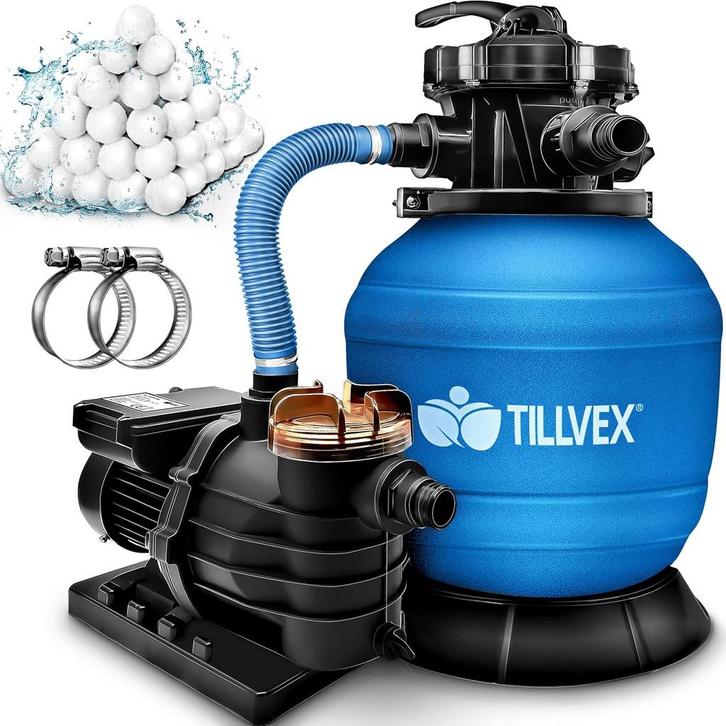 Tillvex® Zandfilter - Zandfilterpomp - 10200L/u - Blauw, Tuin en Terras, Zwembad-toebehoren, Nieuw, Verzenden
