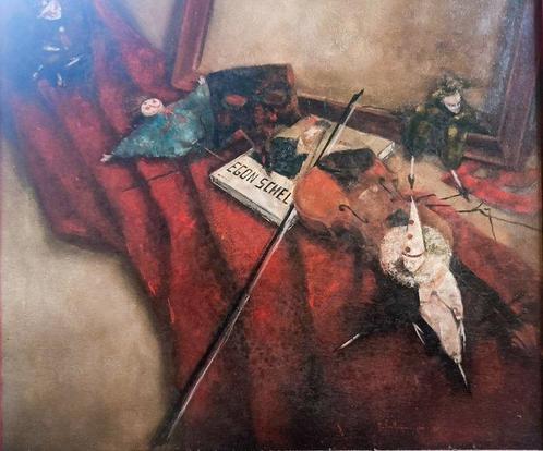 Andrea Cangemi (1951) - Natura Morta con Schiele, Antiek en Kunst, Kunst | Schilderijen | Klassiek
