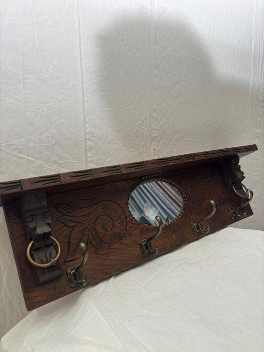 Kapstok - Antieke Houte met Gedetailleerde Houtsnijwerk en, Antiek en Kunst, Curiosa en Brocante