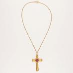 Ketting met hanger - 18 karaat Geel goud - 0.05ct. tw.