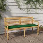 vidaXL Bankje Batavia met groen kussen 150 cm massief, Tuin en Terras, Verzenden, Nieuw