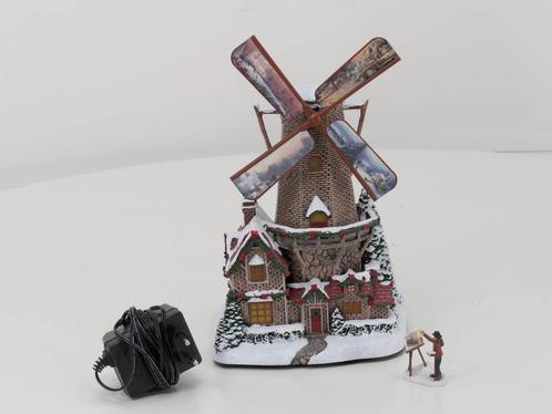 Thomas Kinkade Oude molen met Kerstmis Windmill Sculptu..., Verzamelen, Spoorwegen en Tram, Overige typen, Zo goed als nieuw, Ophalen of Verzenden