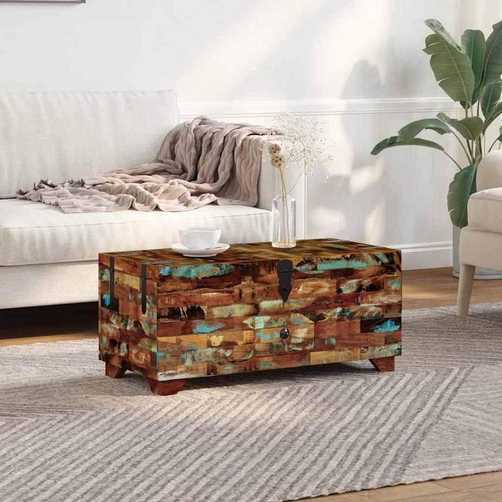 vidaXL Salontafel kist 80x40x35 cm massief gerecycled hout, Huis en Inrichting, Tafels | Salontafels, Nieuw, Verzenden