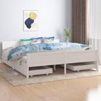 vidaXL Cadre de lit avec 4 tiroirs Blanc Pin massif 180x200