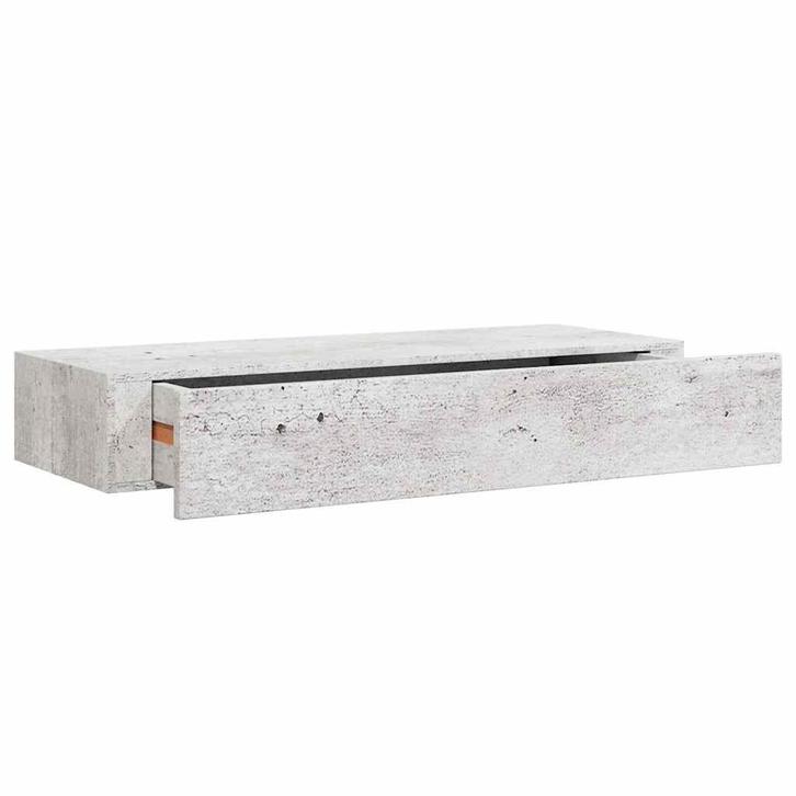 Zwevend Schap met Lade 60cm MDF | OP = OP | Betongrijs, Huis en Inrichting, Woonaccessoires | Wandplanken en Boekenplanken, Nieuw