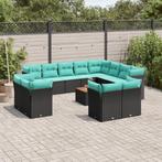 vidaXL 13-delige Loungeset met kussens poly rattan zwart, Verzenden, Loungeset
