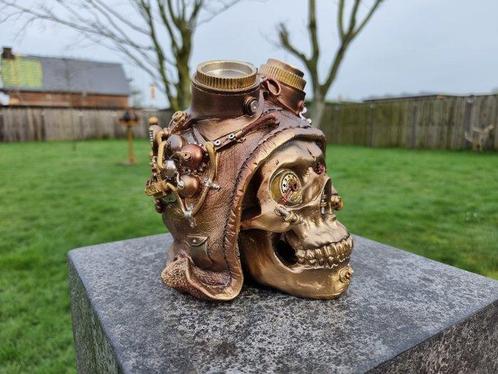 Statue, Steampunk Pilot Skull - 18 cm - Résine, Antiek en Kunst, Kunst | Designobjecten