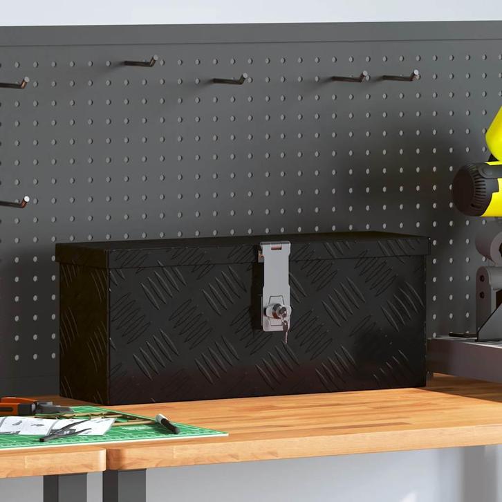 vidaXL Opbergbox 50x15x20,5 cm aluminium zwart, Doe-het-zelf en Bouw, Gereedschapskisten, Nieuw, Verzenden