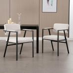 Eetkamerstoelen - Set van 2 - Met armleuning - Beige - Wahso, Huis en Inrichting, Verzenden, Nieuw