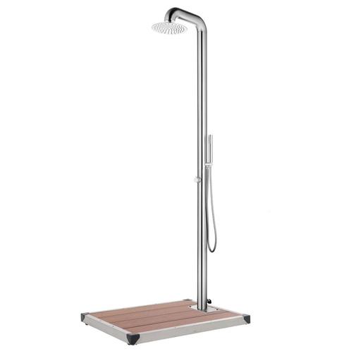 vidaXL Buitendouche met bruine basis 230 cm roestvrij staal, Tuin en Terras, Zwembaden, Nieuw, Verzenden