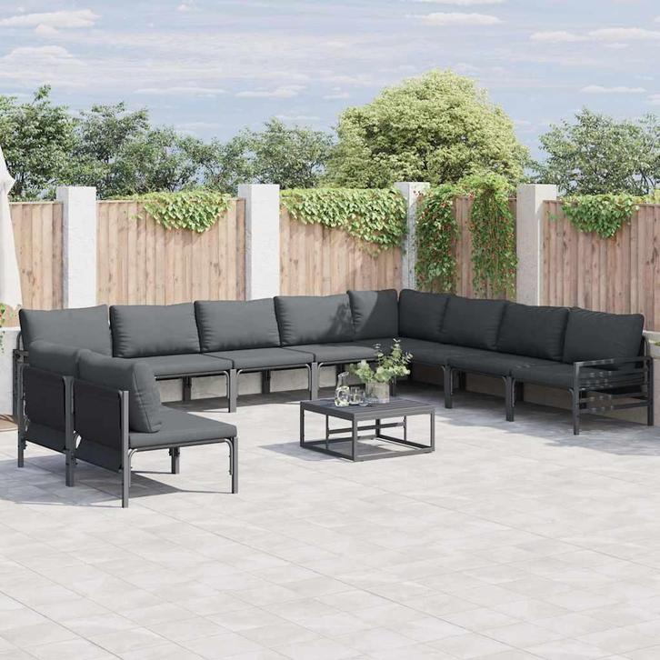 vidaXL Tuinbank Set Antraciet Staal, Tuin en Terras, Tuinsets en Loungesets, Nieuw, Verzenden