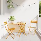 vidaXL 3-delige Opvouwbare Bistroset - Mosterdgeel Staal, Tuin en Terras, Verzenden, Nieuw