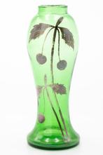 Art  Nouveau silver - painted green Glass Vase 1910 - Vaas, Antiek en Kunst