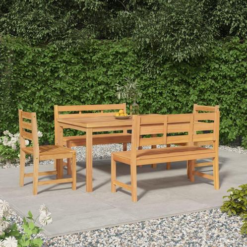 vidaXL 5-delige Tuinset massief teakhout, Tuin en Terras, Tuinsets en Loungesets, Tuinset, Nieuw, Verzenden