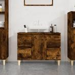 vidaXL Wastafelkast 80x33x60 cm bewerkt hout gerookt, Verzenden, Nieuw