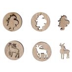 Houten strooideco rendier +santa 27mm ø 24 st, Nieuw