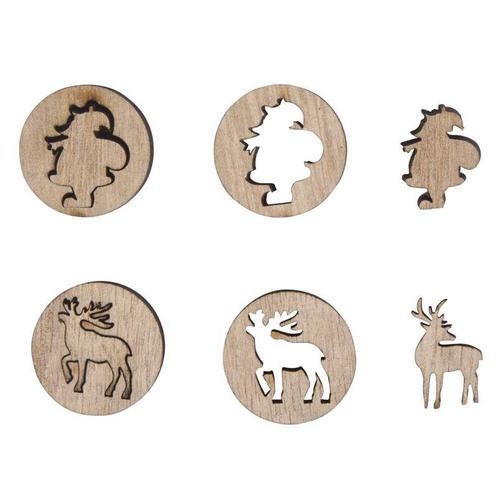 Houten strooideco rendier +santa 27mm ø 24 st, Hobby en Vrije tijd, Knutselen, Nieuw