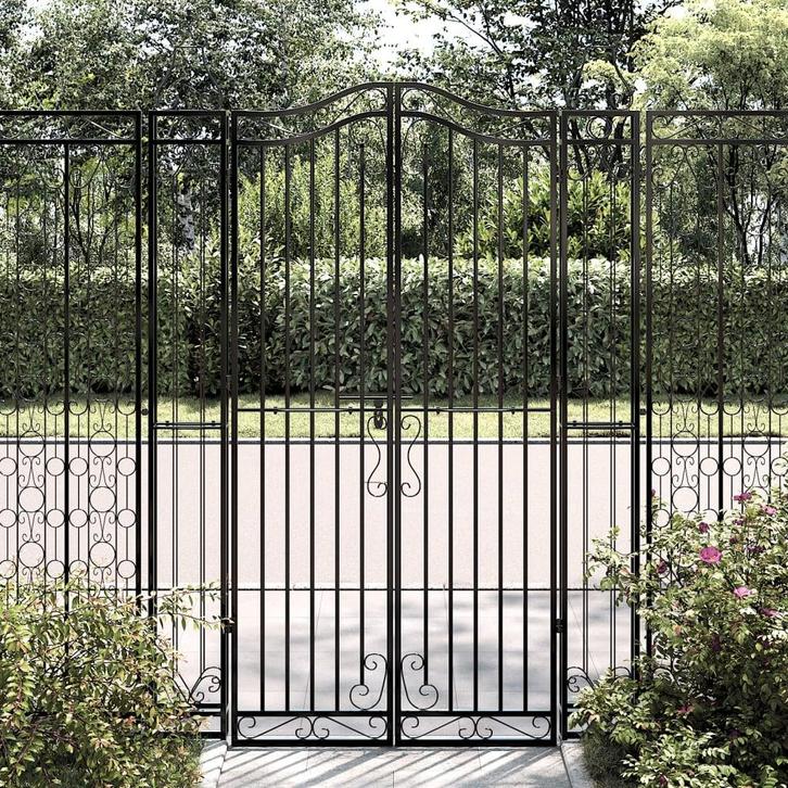 vidaXL Poort 121x8x180 cm smeedijzer zwart, Tuin en Terras, Tuinpoorten, Nieuw, Verzenden