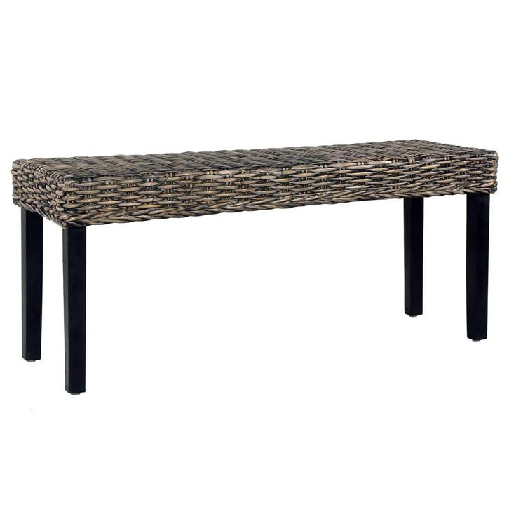 vidaXL Bankje 110 cm natuurlijk kubu rattan en massief, Huis en Inrichting, Stoelen, Nieuw, Verzenden