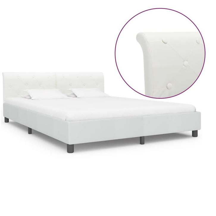 vidaXL Bedframe kunstleer wit 180x200 cm, Huis en Inrichting, Slaapkamer | Bedden, Nieuw, Verzenden