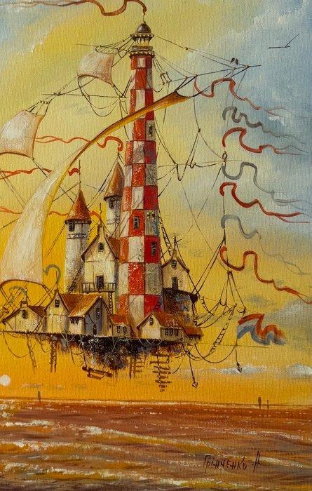 Grinchenko Nataly (XX) - Flying dutchman, Antiek en Kunst, Kunst | Schilderijen | Klassiek