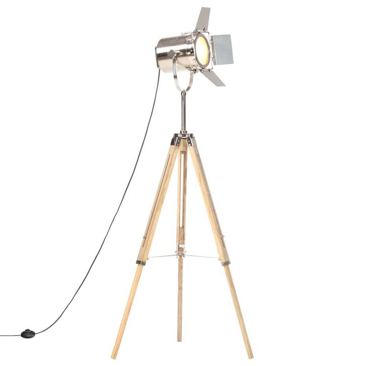 vidaXL Vloerlamp driepoot 140 cm massief mangohout, Huis en Inrichting, Lampen | Overige, Nieuw, Verzenden