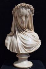 sculptuur, Busto di Dama Velata - 35 cm - Marmerstof, Antiquités & Art