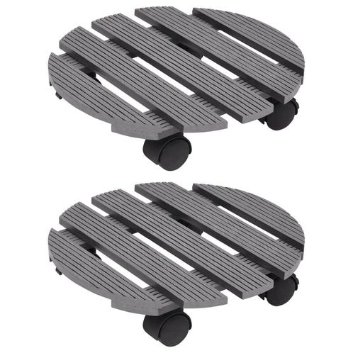 vidaXL Plantentrolleys 2 st Ø30x7,5 cm HKC grijs, Tuin en Terras, Bloembakken en Plantenbakken, Nieuw, Verzenden