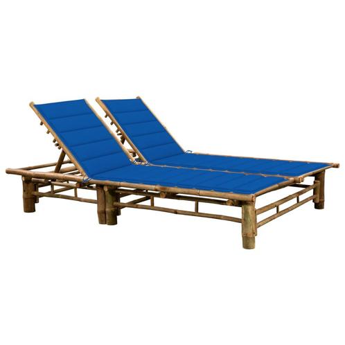 vidaXL Ligbed 2-persoons met kussens bamboe, Jardin & Terrasse, Chaises longues, Envoi