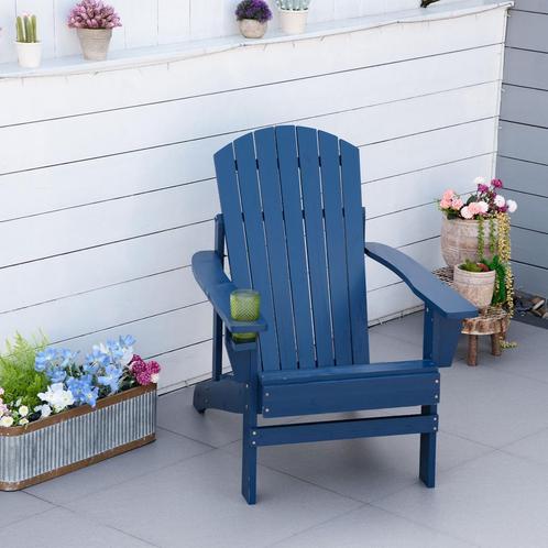 Tuinstoel - Adirondack - massief hout - blauw, Tuin en Terras, Overige Tuin en Terras, Nieuw, Ophalen of Verzenden