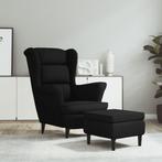 vidaXL Fauteuil met voetenbank fluweel zwart, Huis en Inrichting, Fauteuils, Verzenden, Nieuw