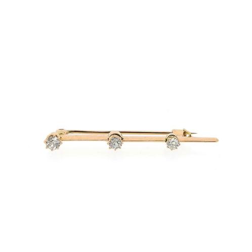 Roségouden smalle broche met diamant | 0,45 ct., Handtassen en Accessoires, Broches, Overige kleuren, Gebruikt, Met edelsteen