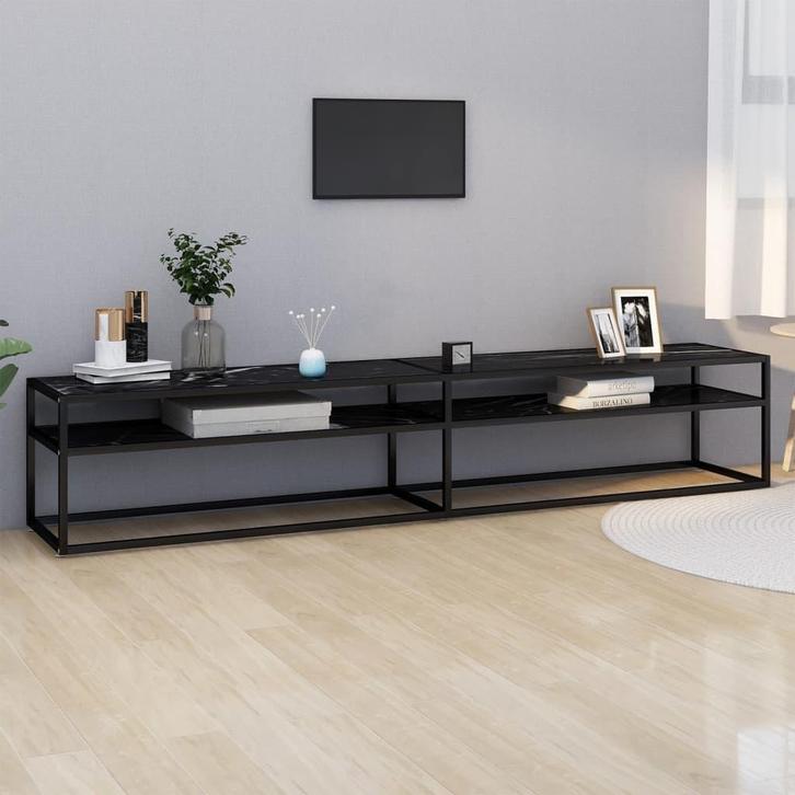 vidaXL Tv-meubel 220x40x40,5 cm gehard glas, Huis en Inrichting, Kasten |Televisiemeubels, Nieuw, Verzenden