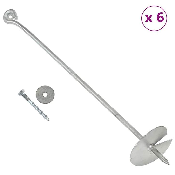 vidaXL Grondankers 6 st 10x60 cm gegalvaniseerd metaal, Caravans en Kamperen, Kampeeraccessoires, Nieuw, Verzenden