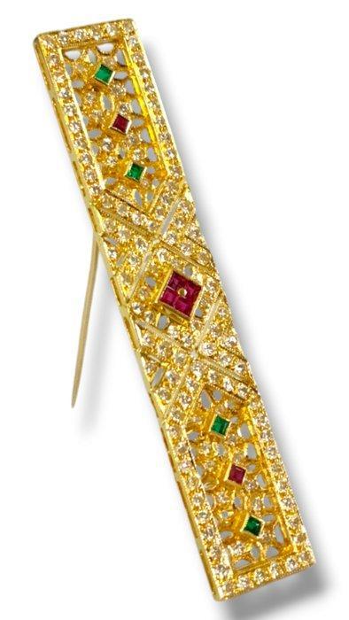 Broche - 18 carats Or jaune, Charmant broche Art Déco en or, Handtassen en Accessoires, Antieke sieraden