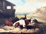 European school (XIX) - Cattle in a valley, Antiek en Kunst, Kunst | Schilderijen | Klassiek